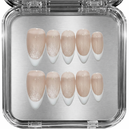 Set of beige and white nail tips - posy press-on kynnet