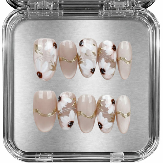 posy - gold flower floral - press-on kynnet