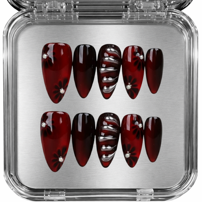 posy - red black flower - press-on kynnet