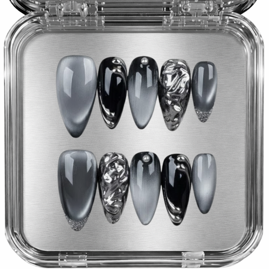 posy - grey black metallic - press-on kynnet