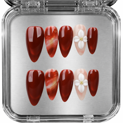 posy - red flower - press-on kynnet