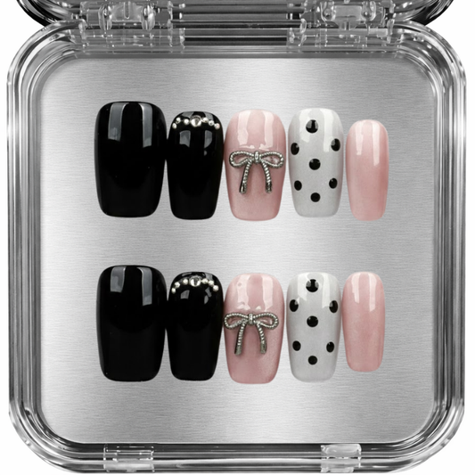 posy - black pink polka dot - press-on kynnet