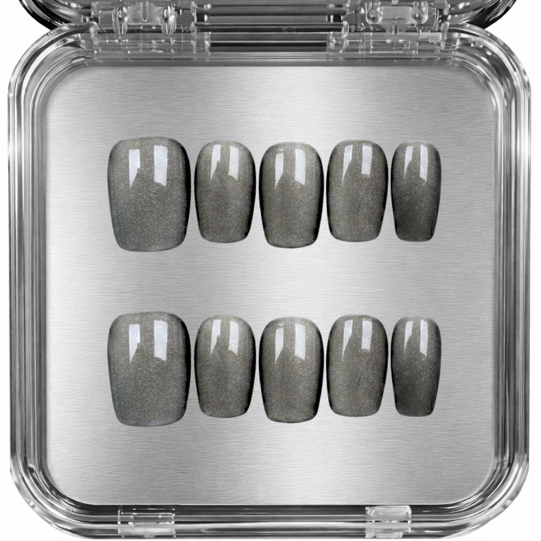 posy - glitter black silver - press-on kynnet