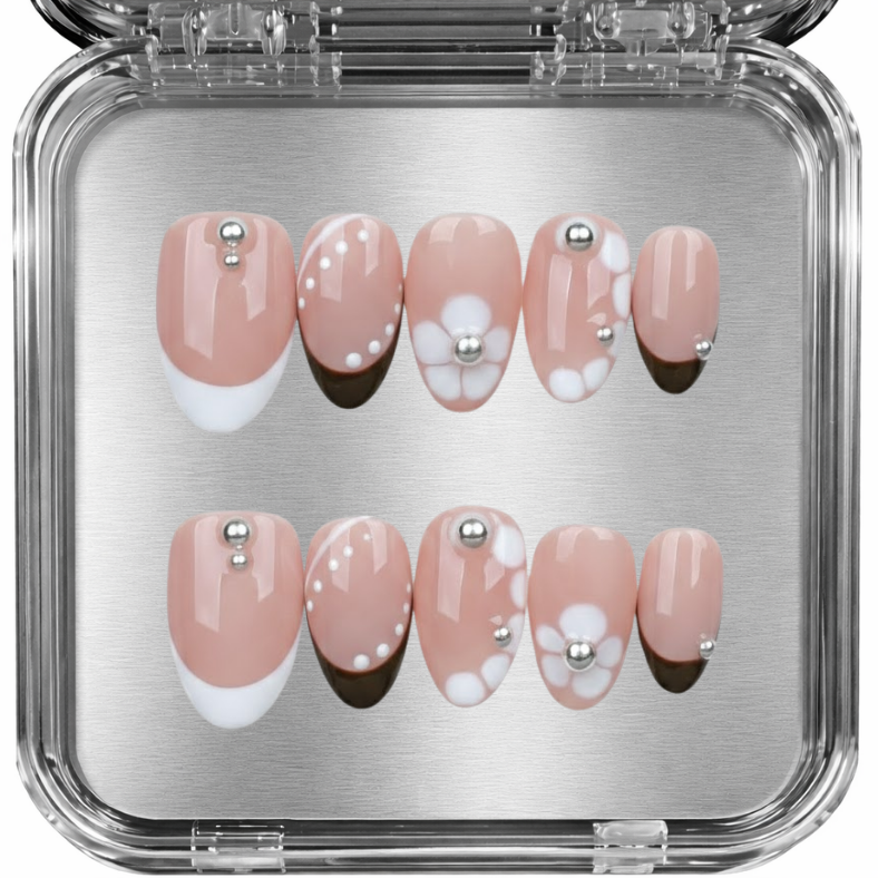 posy - floral french tip - press-on kynnet