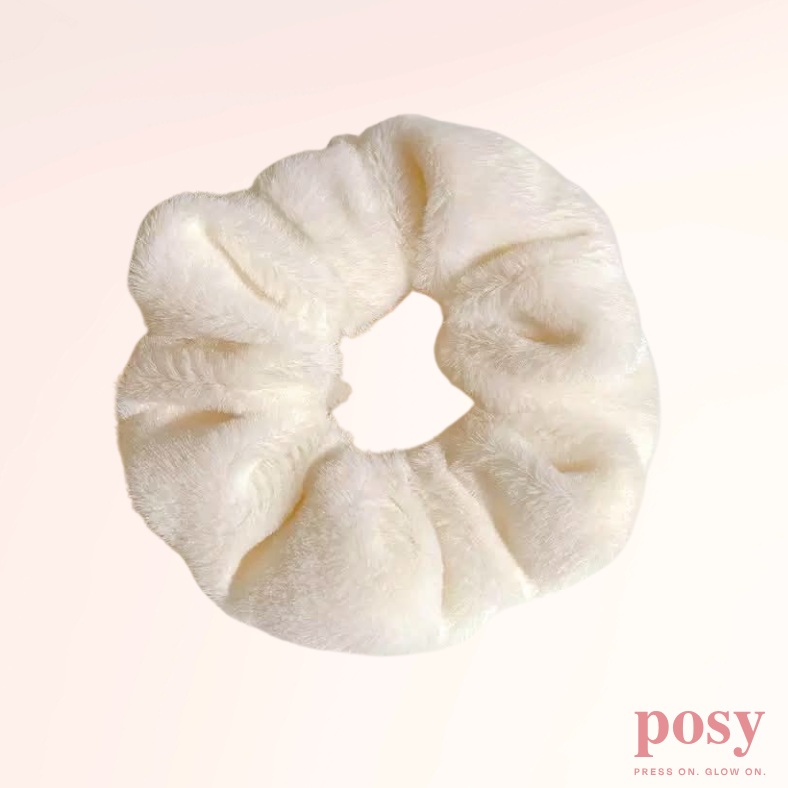 White Plush Scrunchie