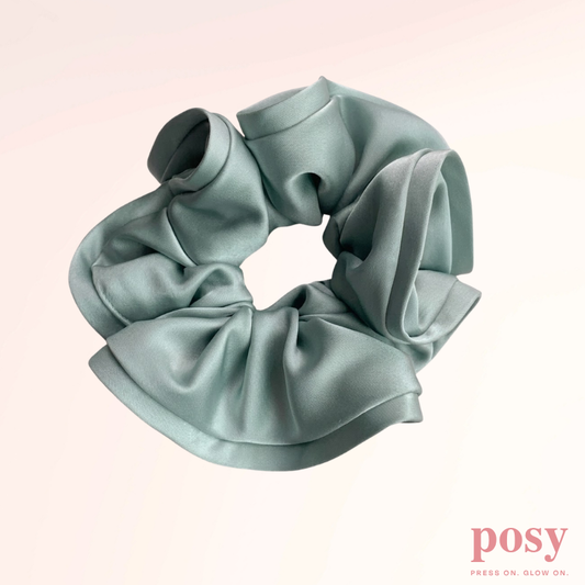 The Satin Bloom Scrunchie (Pastel Green)